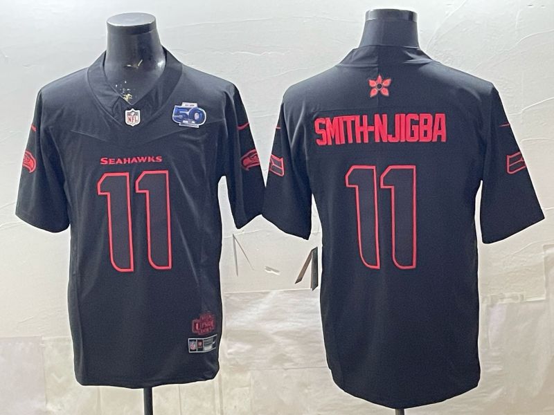 Men 2026 Seattle Seahawks #11 Smith-Hjigba Black 4th generations Nike Limited NFL Jersey style 005->seattle seahawks->NFL Jersey